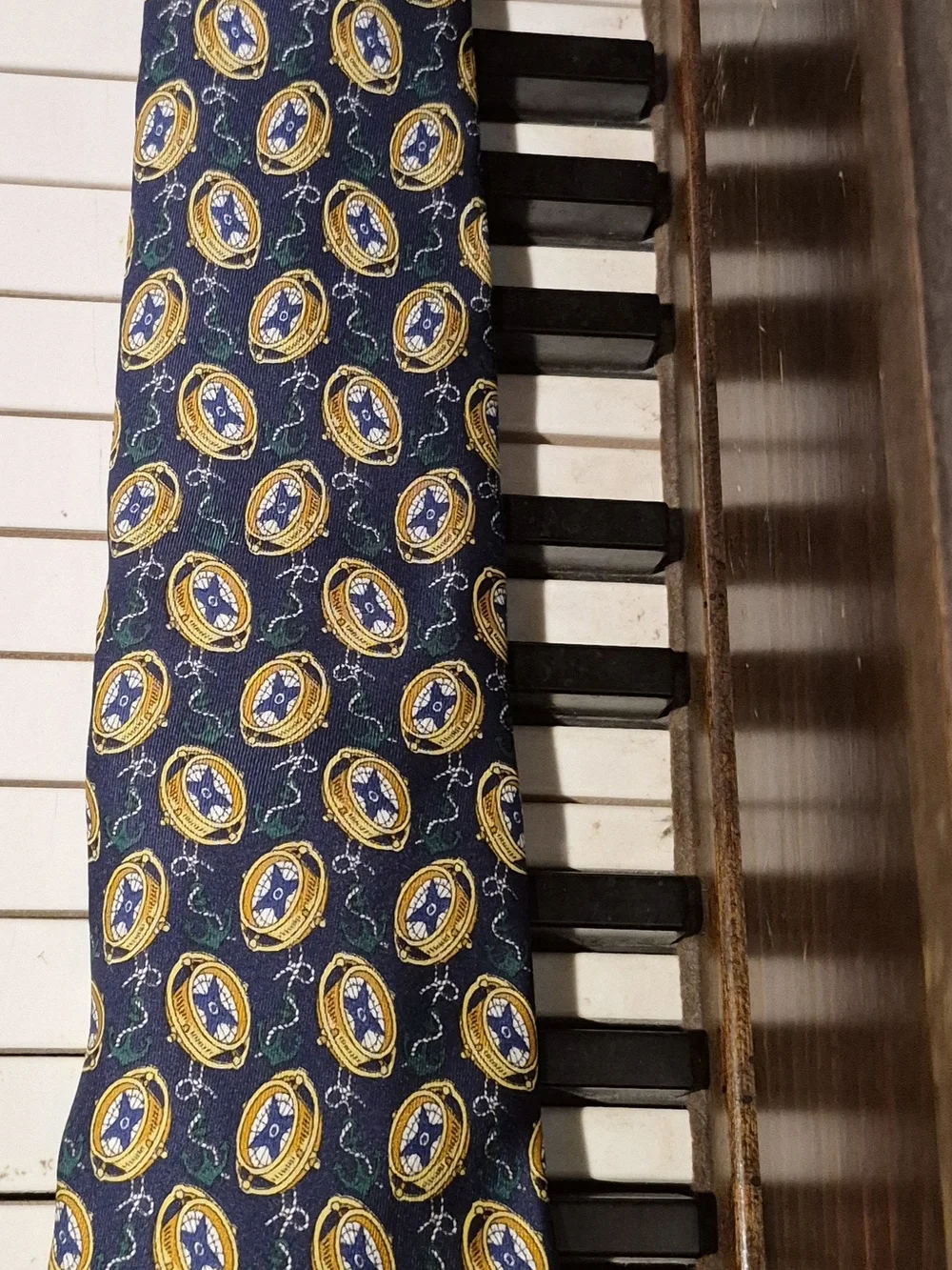 Classic Navy and Gold Patterned Men's Tie
